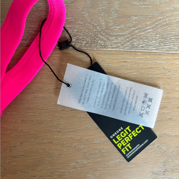 Free People OneOne Kameron bikini top punch pink medium neon ribbed swim NEW - Picture 6 of 8